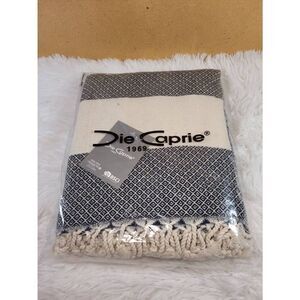 Die Caprie Thin 100% Cotton Turkish Black and White Beach Towel- NIP